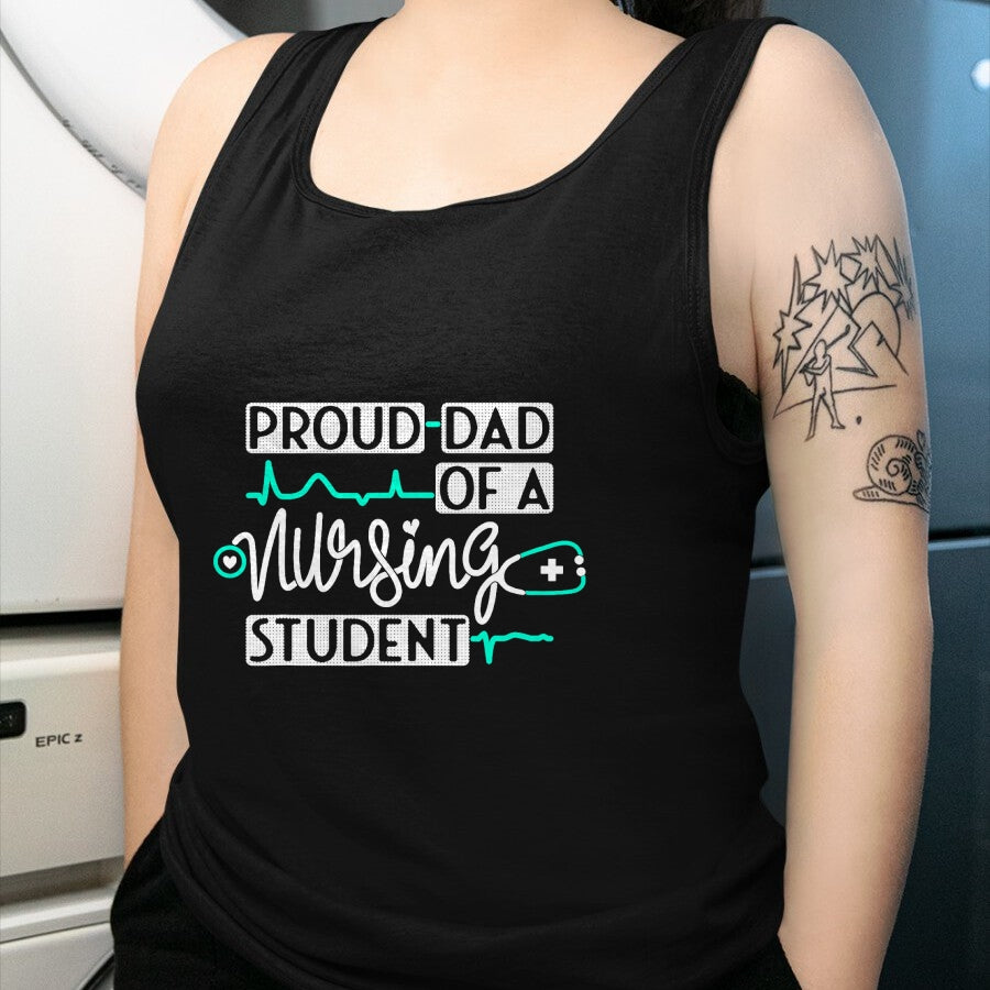 Funny Nurse Shirt, Nurse Unisex T-Shirt/Hoodie/Sweatshirt HLT00 - Proud Dad Of A Nursing Student Future RN Daughter Nurses Dad T-Shirt