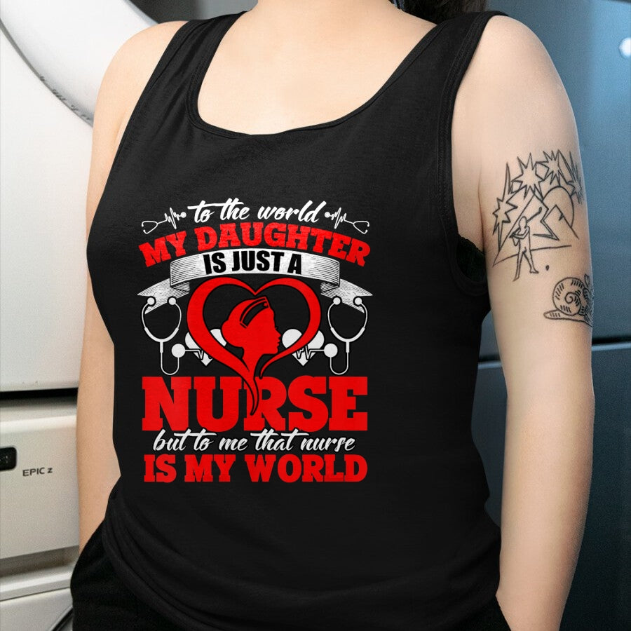 Funny Nurse Shirt, Nurse Unisex T-Shirt/Hoodie/Sweatshirt HLT00 - Womens My Daughter Is A Nurse, Proud To Be A Nurse's Mom V-Neck T-Shirt