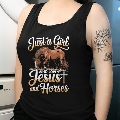 Best Horse Lover Shirt , Funny Horse UnisexT-Shirt/Hoodie/Sweatshirt HLT00 - Just a girl who loves horses and jesus T-Shirt