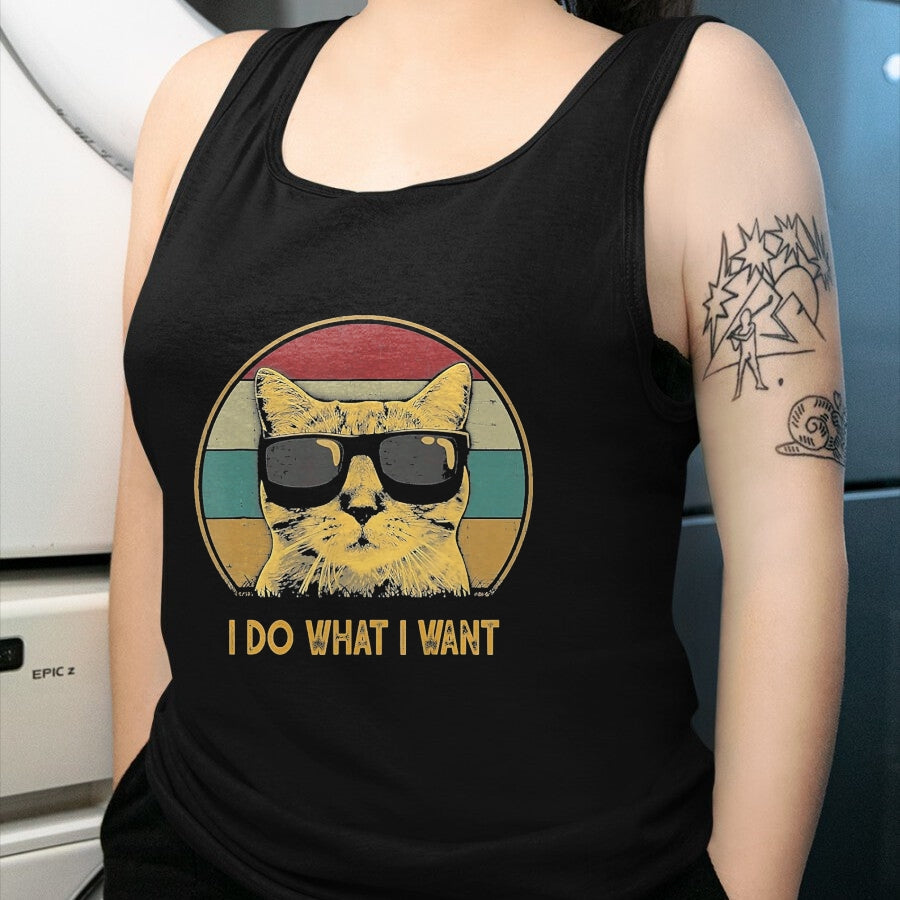 Cat Love Shirt, Funny Cat Lover Gift UnisexT-Shirt/Hoodie/Sweatshirt HLT00 - Retro Ich Mache was ich Want, cat Funny cat Lover T-Shirt, Men, Black, 3X-Large