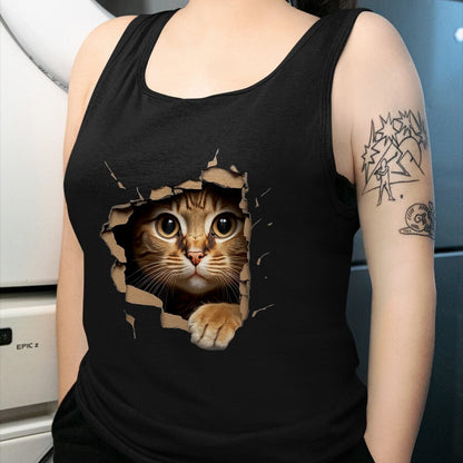 Cat Love Shirt, Funny Cat Lover Gift UnisexT-Shirt/Hoodie/Sweatshirt HLT00 - Cute Kitten Looks from Torn Fabric - Cats T-Shirt, Men, Olive Green, X-Large (1)