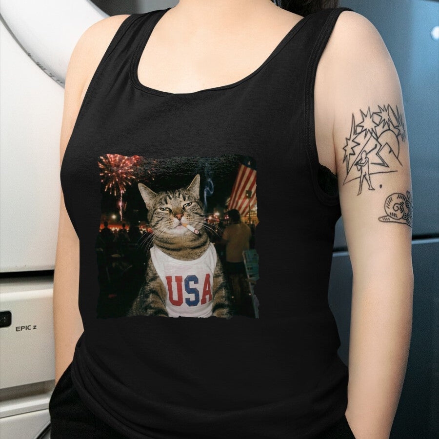 Cat Love Shirt, Funny Cat Lover Gift UnisexT-Shirt/Hoodie/Sweatshirt HLT00 - July 4th Patriotic Cat Smoking Cigarette 250 Years Cat Lover T-Shirt
