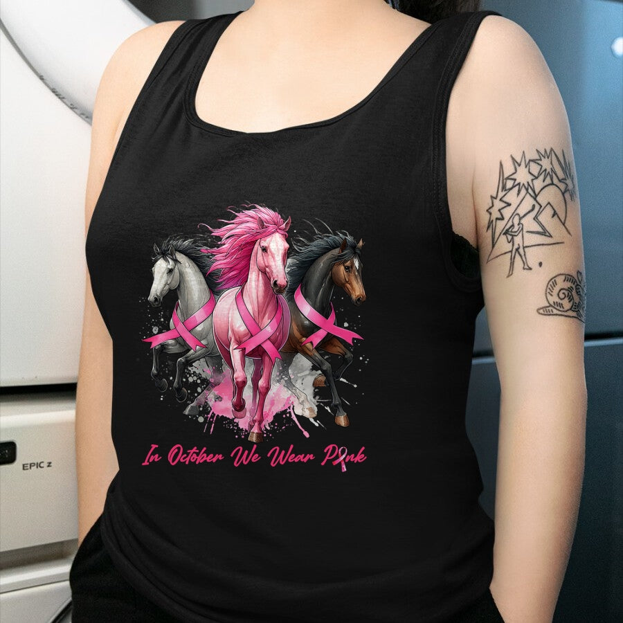 Best Horse Lover Shirt , Funny Horse UnisexT-Shirt/Hoodie/Sweatshirt HLT00 - in October We Wear Pink Horse Breast Cancer Awareness Women T-Shirt