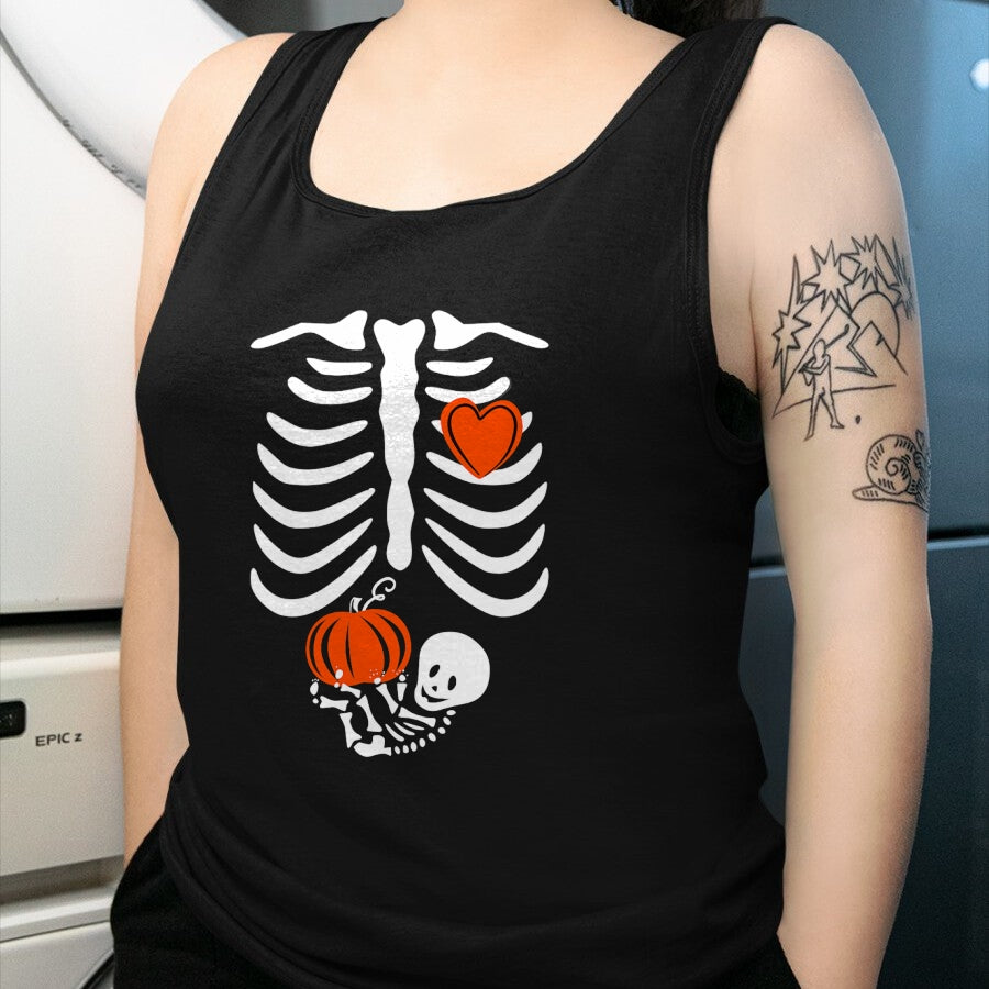 Gift for Mom Shirt, Funny Mom Unisex T-Shirt/Hoodie/Sweatshirt HLT00 - Pregnant Skeleton Mom Halloween Pregnancy Baby Announcement T-Shirt