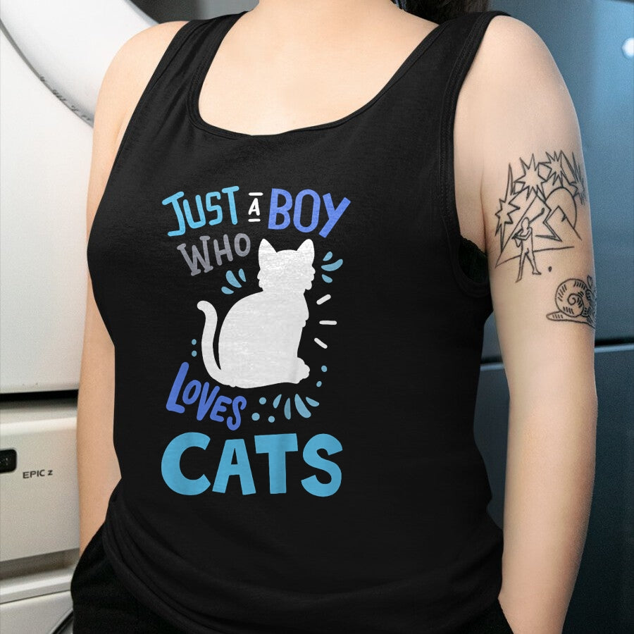 Cat Love Shirt, Funny Cat Lover Gift UnisexT-Shirt/Hoodie/Sweatshirt HLT00 - Kids Cat Just A Boy Who Loves Cats for Cat Lovers T-Shirt
