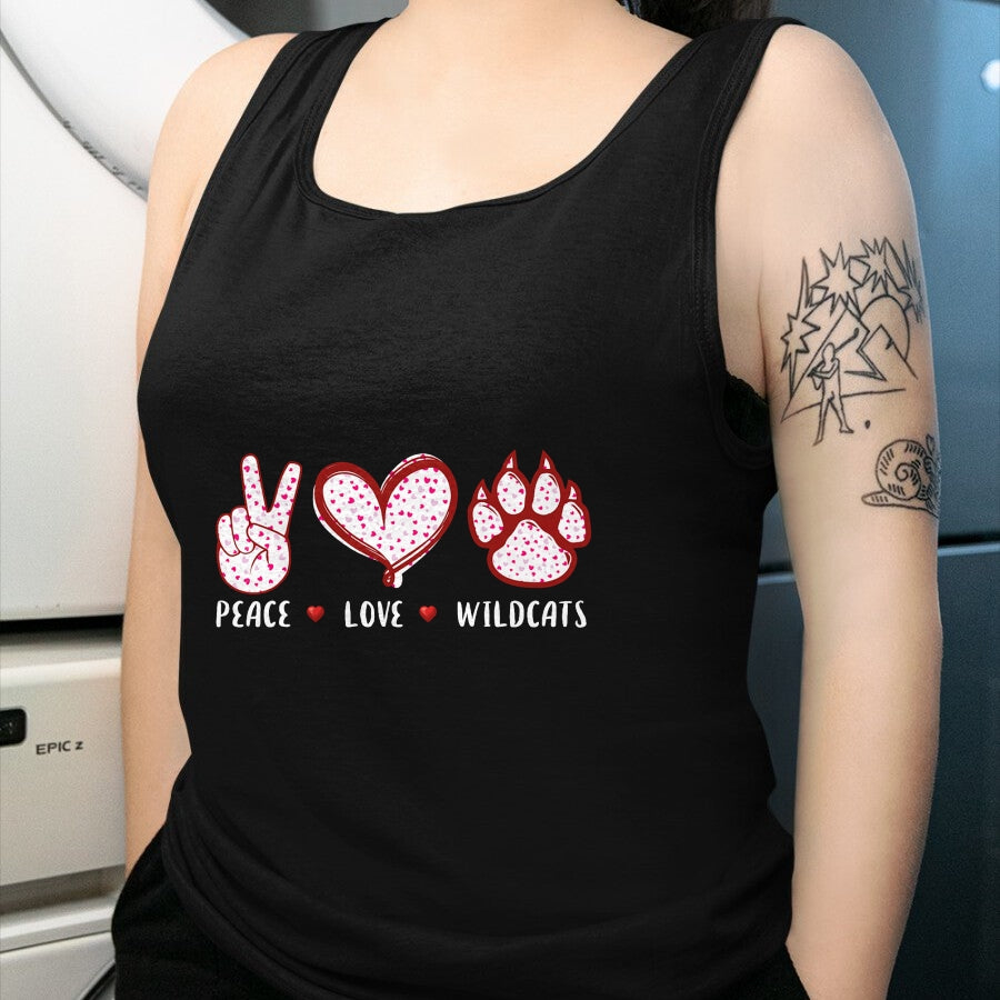 Cat Love Shirt, Funny Cat Lover Gift UnisexT-Shirt/Hoodie/Sweatshirt HLT00 - Peace Love Wildcats Gifts Men Women Kids Boys Girls Wild cat T-Shirt