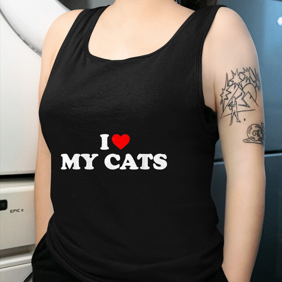 Cat Love Shirt, Funny Cat Lover Gift UnisexT-Shirt/Hoodie/Sweatshirt HLT00 - I Love My Cats T-Shirt, Women, Black, X-Small (1)