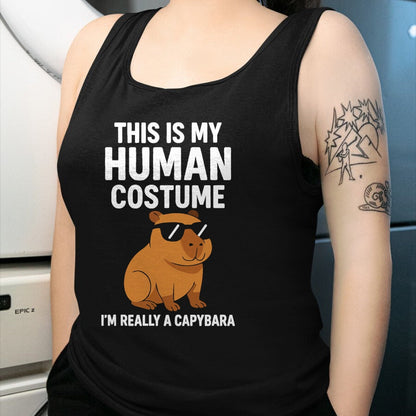 Cute Capybara Shirt, Funny Capybara Unisex T-Shirt/Hoodie/Sweatshirt HLT00 - This is My Human Costume I Am Really A Capybara T-Shirt