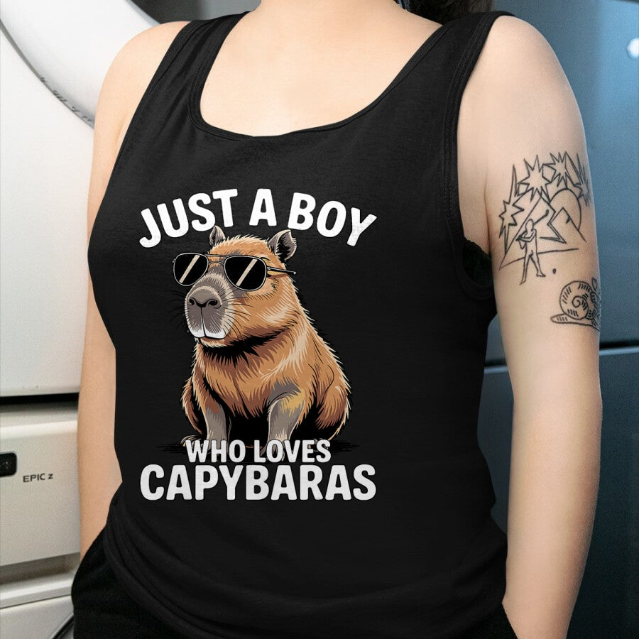 Cute Capybara Shirt, Funny Capybara Unisex T-Shirt/Hoodie/Sweatshirt HLT00 - Just a Boy who Loves Capybaras T-Shirt (1)