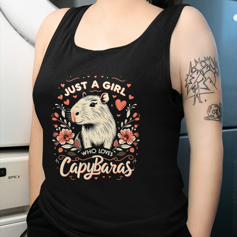 Cute Capybara Shirt, Funny Capybara Unisex T-Shirt/Hoodie/Sweatshirt HLT00 - Just a Girl who Loves Capybaras T-Shirt (6)