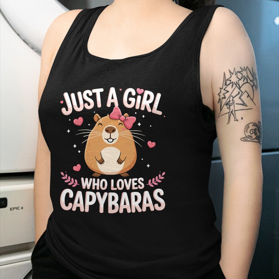 Cute Capybara Shirt, Funny Capybara Unisex T-Shirt/Hoodie/Sweatshirt HLT00 - Just A Girl Who Loves Capybaras Kawaii T-Shirt