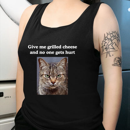 Cat Love Shirt, Funny Cat Lover Gift UnisexT-Shirt/Hoodie/Sweatshirt HLT00 - Funny Sarcastic Gray Tabby Cats Quote Love Grilled Cheese T-Shirt, Women, Dark Heather Grey, Large