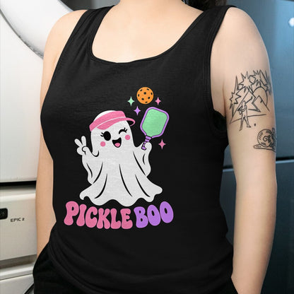 Funny Pickleball Shirt, Pickleball Lover Unisex T-Shirt/Hoodie/Sweatshirt HLT00 - Halloween Pickleball Ghost Girls Women Pickleball Halloween T-Shirt