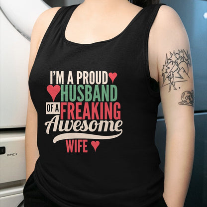 Best Wife Shirt, Wife and Husband Unisex T-Shirt/Hoodie/Sweatshirt HLT00 - Mens Proud Husband of a freaking awesome wife T-Shirt (1)