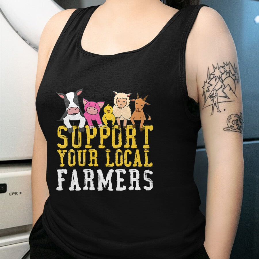 Best Farmer Life Shirt, Funny Farmer UnisexT-Shirt/Hoodie/Sweatshirt HLT00 - Women's Support Your Local Farmers Farm Animals V-Neck T-Shirt