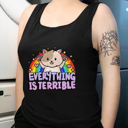 Cat Love Shirt, Funny Cat Lover Gift UnisexT-Shirt/Hoodie/Sweatshirt HLT00 - Everything is Terrible Sarcasm Rainbow Kitten Cute Cat T-Shirt
