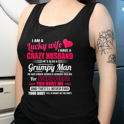 Best Wife Shirt, Wife and Husband Unisex T-Shirt/Hoodie/Sweatshirt HLT00 - Gift for wife T shirt, lucky wife   I Am A Lucky Wife, I Have A Crazy Husband Gift For Womens T-Shir (1)
