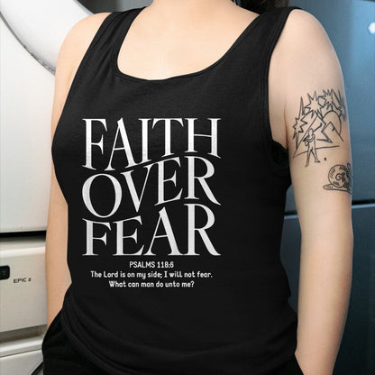 Christian Tee, Christian Faith Unisex T-Shirt/Hoodie/Sweatshirt HLT00 - Faith Over Fear Christian (on back) T-Shirt