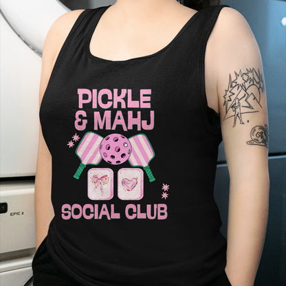 Funny Pickleball Shirt, Pickleball Lover Unisex T-Shirt/Hoodie/Sweatshirt HLT00 - Pickle and Mahj Mahjong and Pickleball Social Club mah Jong T-Shirt