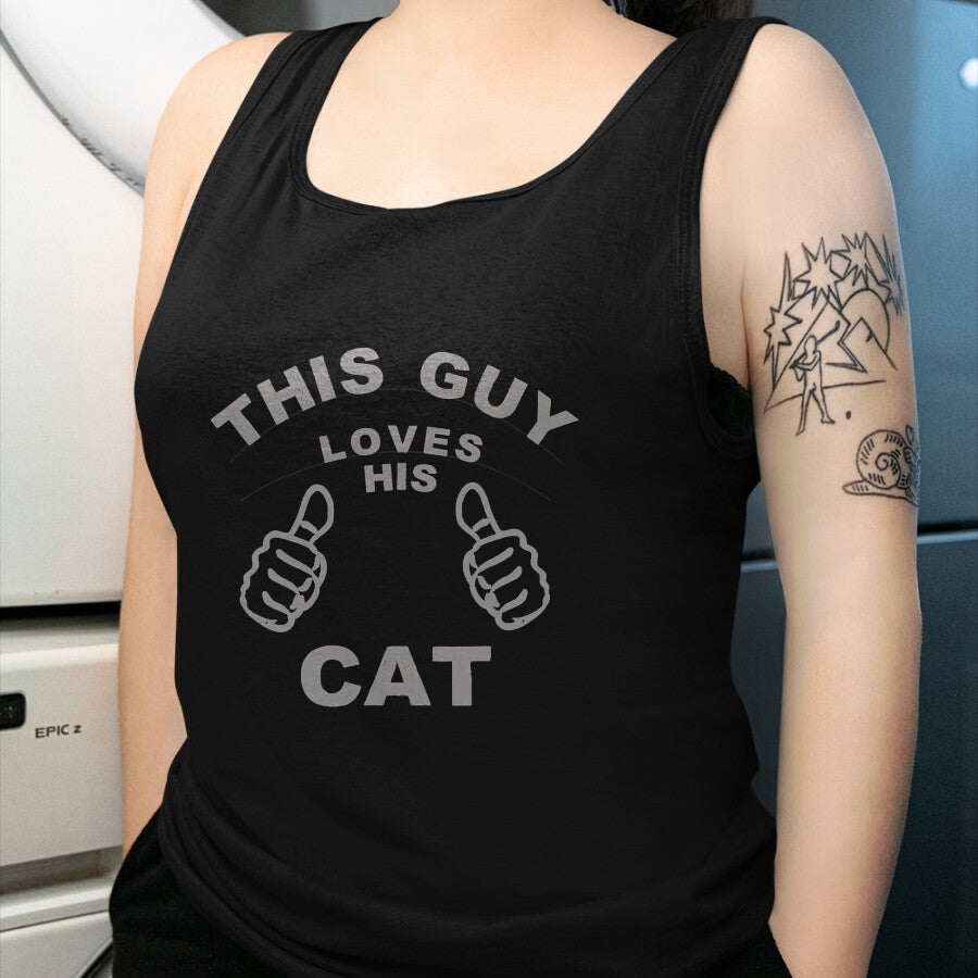 Cat Love Shirt, Funny Cat Lover Gift UnisexT-Shirt/Hoodie/Sweatshirt HLT00 - This Guy Loves His Cat Pet Owners Kitten Cat Dad Cat Man T-Shirt