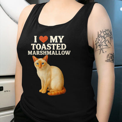 Cat Love Shirt, Funny Cat Lover Gift UnisexT-Shirt/Hoodie/Sweatshirt HLT00 - I Love My Toasted Marshmallow Siamese Cat Kitten Valentines T-Shirt, Women, Heather Blue, Medium