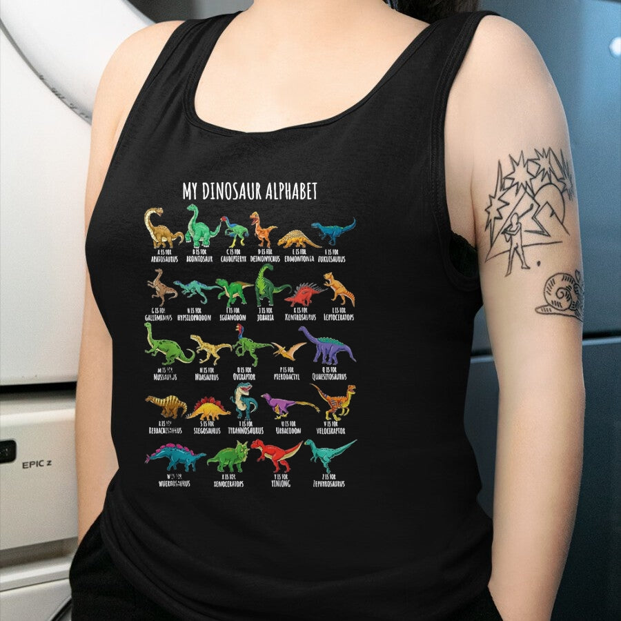 Best Dinosaur Lover Shirt, Funny Dinosaur UnisexT-Shirt/Hoodie/Sweatshirt HLT00 - Types of Dinosaurs Alphabet A-Z ABC Dino Identification T-Shirt, Youth, Purple, X-Small