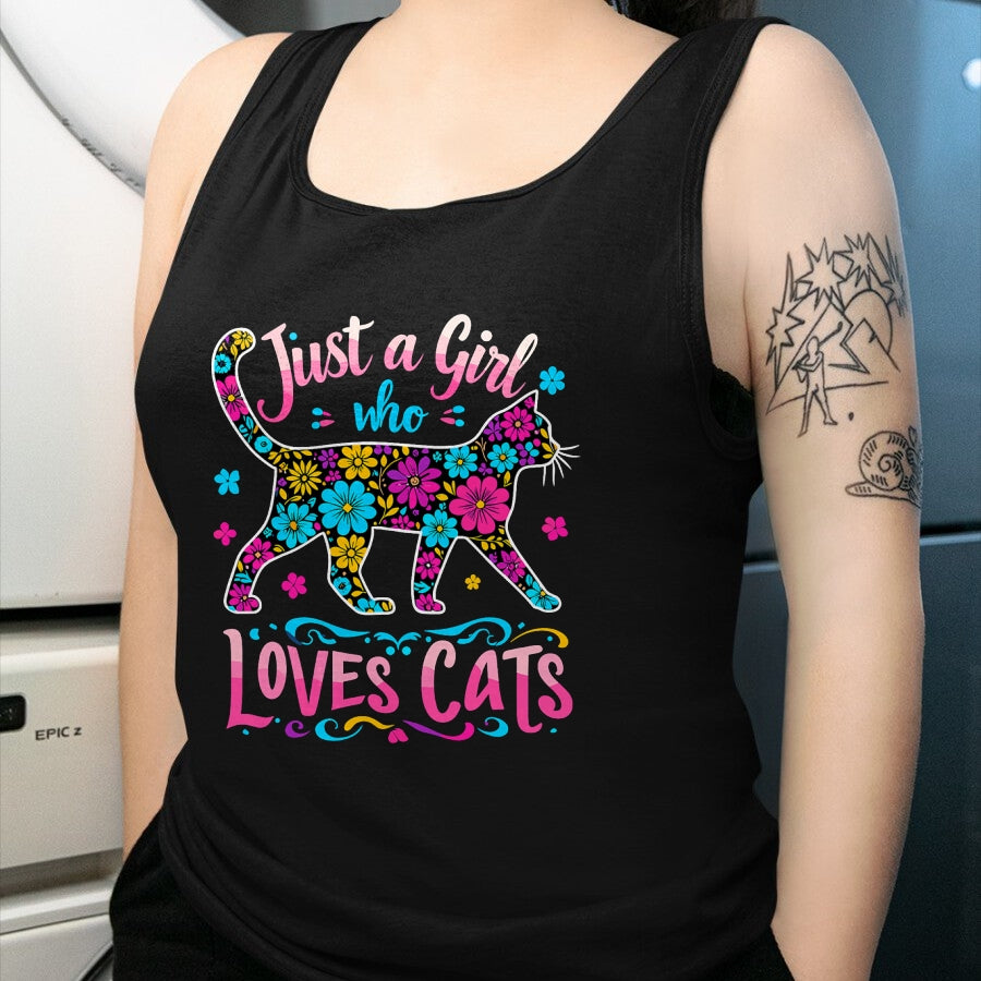 Cat Love Shirt, Funny Cat Lover Gift UnisexT-Shirt/Hoodie/Sweatshirt HLT00 - Cat Cute Just A Girl Who Loves Cats T-Shirt (1)
