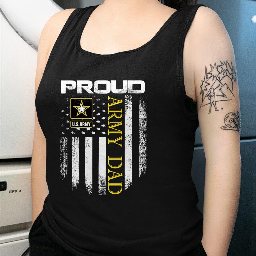 Gift for Dad Shirt, Funny Dad Unisex T-Shirt/Hoodie/Sweatshirt HLT00 – Vintage Proud Army Dad With American Flag Gift T-Shirt