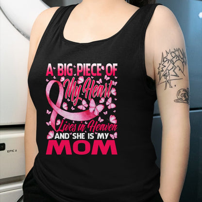 Gift for Mom Shirt, Funny Mom Unisex T-Shirt/Hoodie/Sweatshirt HLT00 - Mom In Heaven Butterfly Breast Cancer Awareness T-Shirt