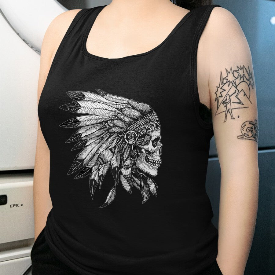 Native American T-Shirts, Vintage Native American Unisex T-Shirt/Hoodie/Sweatshirt HLT00 - American Motorcycle Skull Native Indian Eagle Chief Vintage