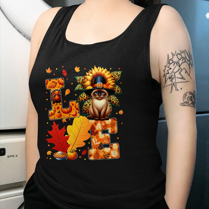 Cat Love Shirt, Funny Cat Lover Gift UnisexT-Shirt/Hoodie/Sweatshirt HLT00 - LOVE Thanksgiving Siamese Cat Costume Fall Leaves Sunflower T-Shirt for Men Women Kids