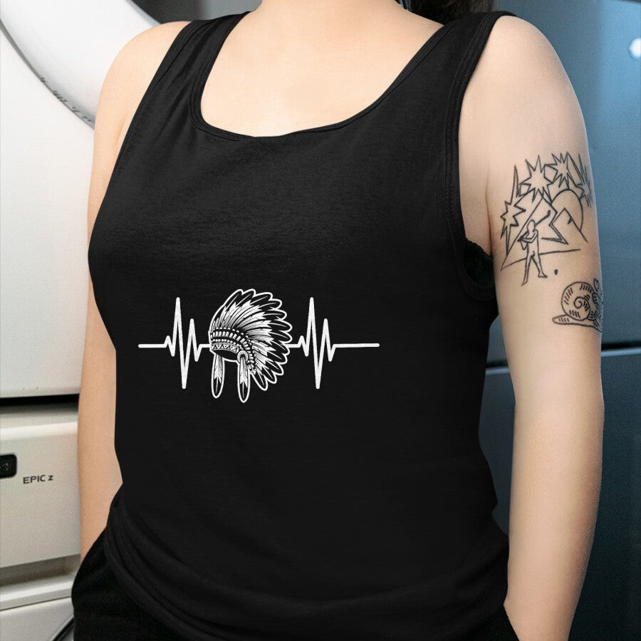Native American T-Shirts, Vintage Native American Unisex T-Shirt/Hoodie/Sweatshirt HLT00 - Native Indian Headdress Heartbeat Indigenous Native American