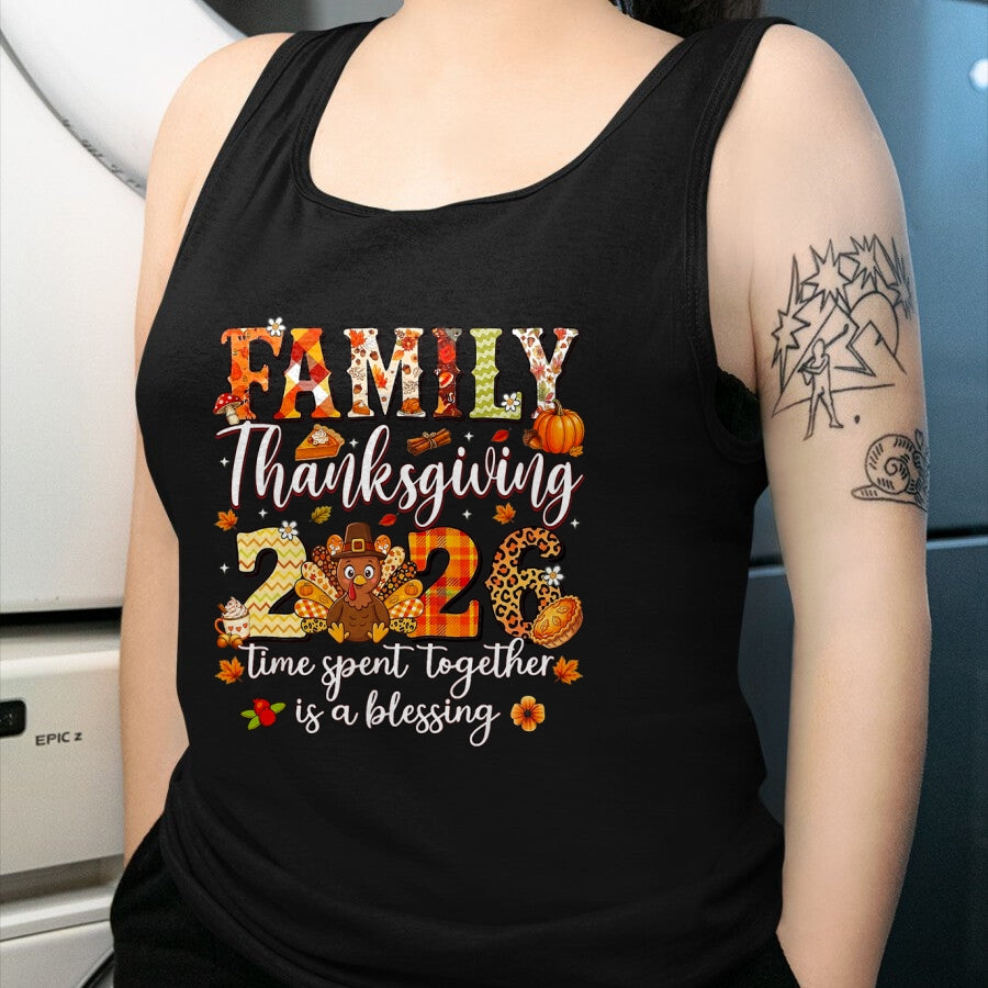 Best Thanksgiving Family Shirt , Funny Thanksgiving UnisexT-Shirt/Hoodie/Sweatshirt HLT00 - Family Thanksgiving 2026 Thankful for My Tribe Turkey T-Shirt
