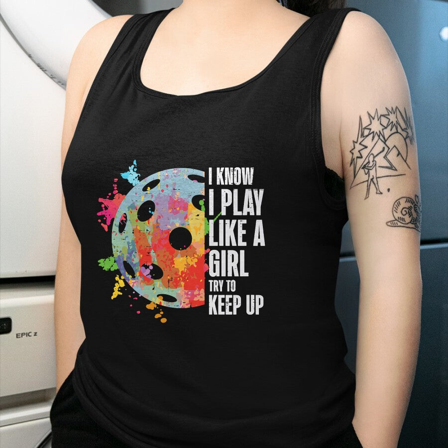 Funny Pickleball Shirt, Pickleball Lover Unisex T-Shirt/Hoodie/Sweatshirt HLT00 - Pickle Ball I Play Like A Girl Pickleball Women Girls Kids T-Shirt