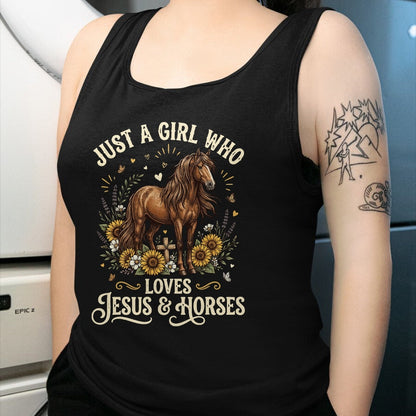 Best Horse Lover Shirt , Funny Horse UnisexT-Shirt/Hoodie/Sweatshirt HLT00 - Just A Girl Who Loves Jesus and Horses T-Shirt (1)