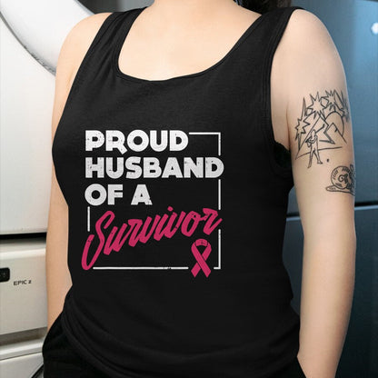 Best Husband Shirt, Wife and Husband Unisex T-Shirt/Hoodie/Sweatshirt HLT00 - Proud Husband of Survivor Breast Cancer Awareness Men Gift T-Shirt