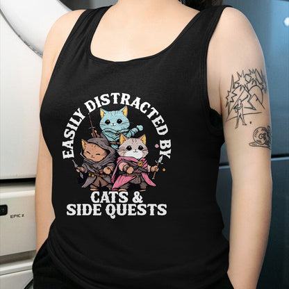 Cat Love Shirt, Funny Cat Lover Gift UnisexT-Shirt/Hoodie/Sweatshirt HLT00 - Cats Side Quest Distracted Tabletop Funny Men Women Kids Dad T-Shirt