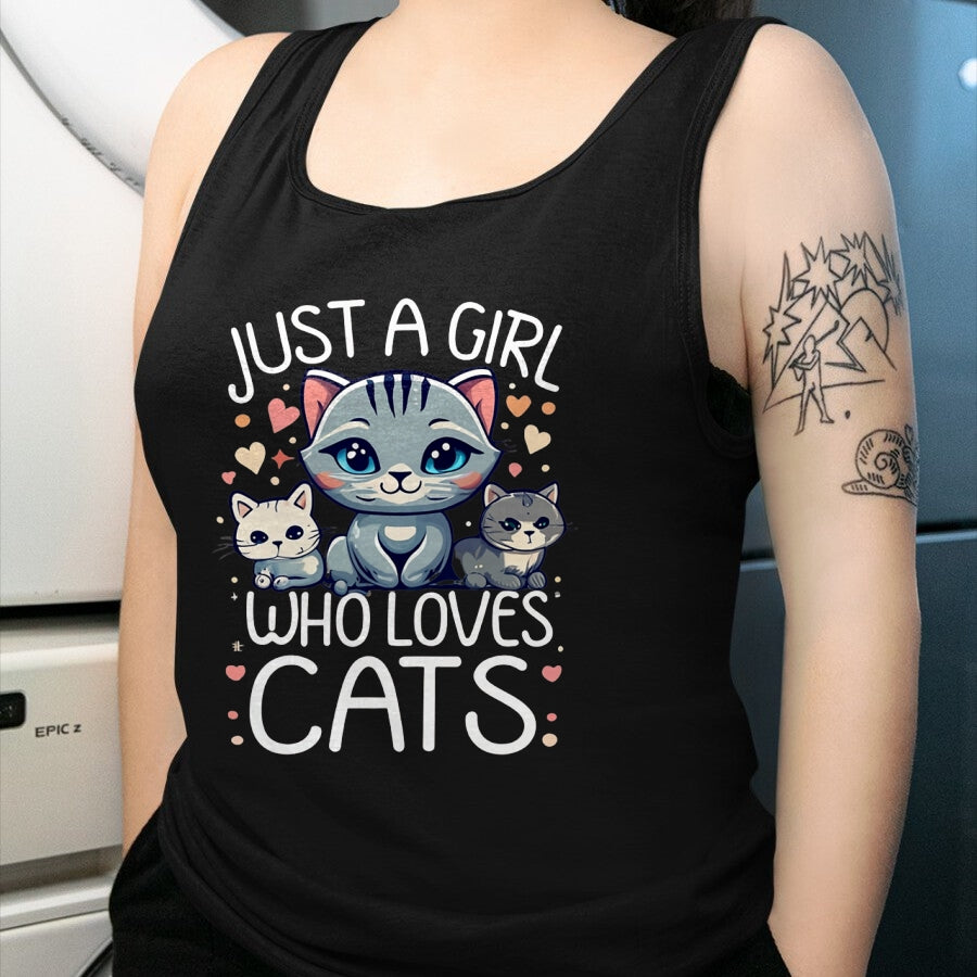 Cat Love Shirt, Funny Cat Lover Gift UnisexT-Shirt/Hoodie/Sweatshirt HLT00 - Just a Girl who Loves Cats Cute Cat Lover T-Shirt