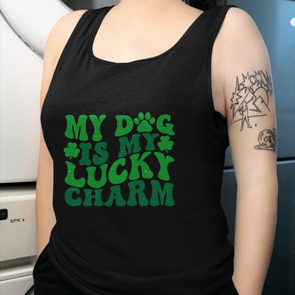 Gift for Mom Shirt, Funny Mom Unisex T-Shirt/Hoodie/Sweatshirt HLT00 - My Dog Is My Lucky Charm Retro St Patricks Day Dog Mom T-Shirt