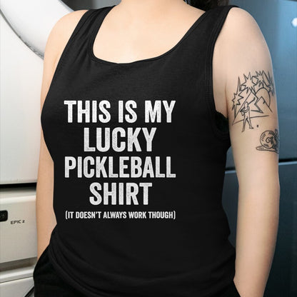 Funny Pickleball Shirt, Pickleball Lover Unisex T-Shirt/Hoodie/Sweatshirt HLT00 - Womens This is My Lucky Pickleball V-Neck T-Shirt