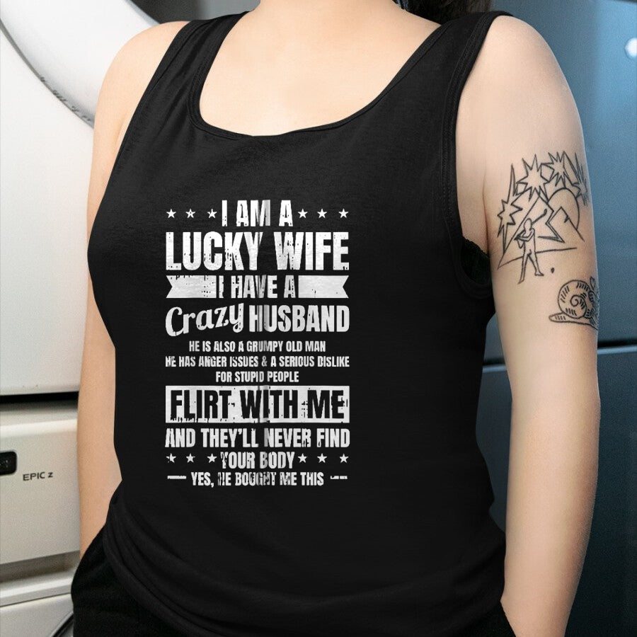 Best Wife Shirt, Wife and Husband Unisex T-Shirt/Hoodie/Sweatshirt HLT00 - Gift for wife T shirt, lucky wife   I Am A Lucky Wife Fathers Day Funny Sarcastic Women Zip Hoodie