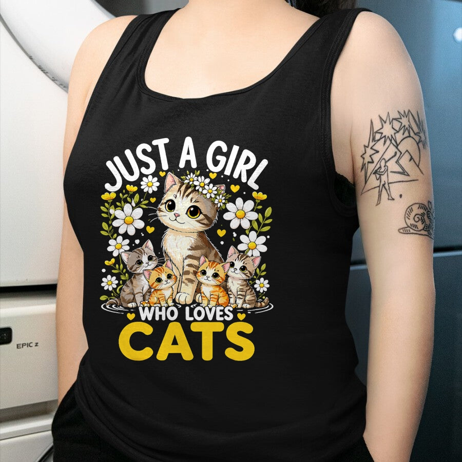 Cat Love Shirt, Funny Cat Lover Gift UnisexT-Shirt/Hoodie/Sweatshirt HLT00 - Cute Cat Lover Just A Girl Who Loves Cats T-Shirt (1)