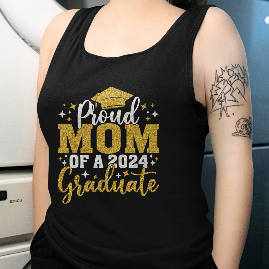 Gift for Mom Shirt, Funny Mom Unisex T-Shirt/Hoodie/Sweatshirt HLT00 - Mom Senior 2024 Proud Mom Of A Class Of 2024 Graduate T-Shirt