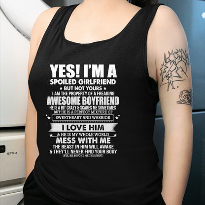 Best Wife Shirt, Wife and Husband Unisex T-Shirt/Hoodie/Sweatshirt HLT00 - Yes I'm a spoiled girlfriend of a freaking awesome boyfriend T-Shirt