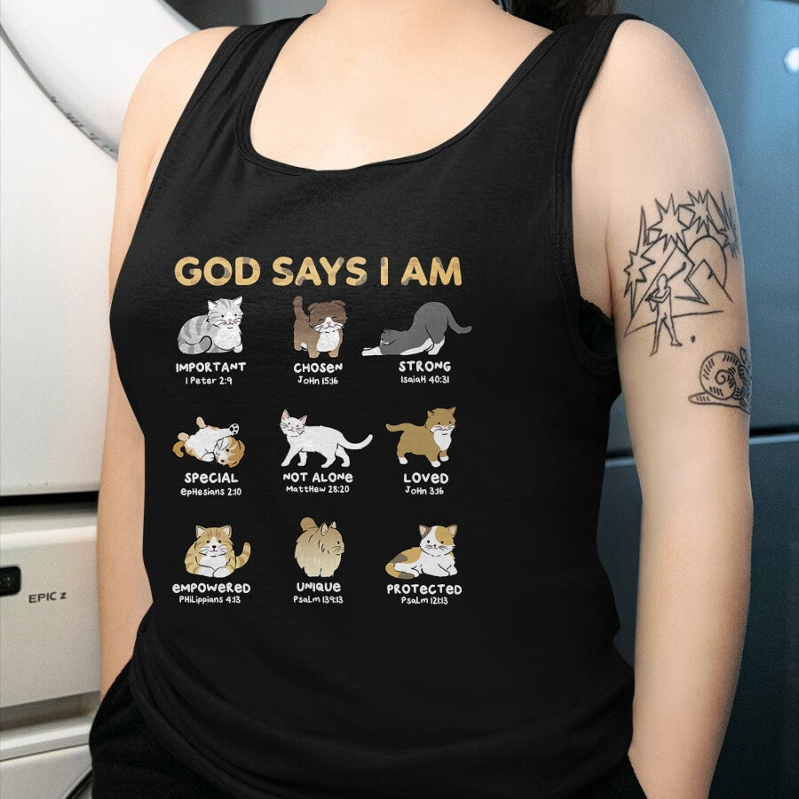 Cat Love Shirt, Funny Cat Lover Gift UnisexT-Shirt/Hoodie/Sweatshirt HLT00 - God Says I Am Cat Cute Cats Lover Bible Verse Christian T-Shirt