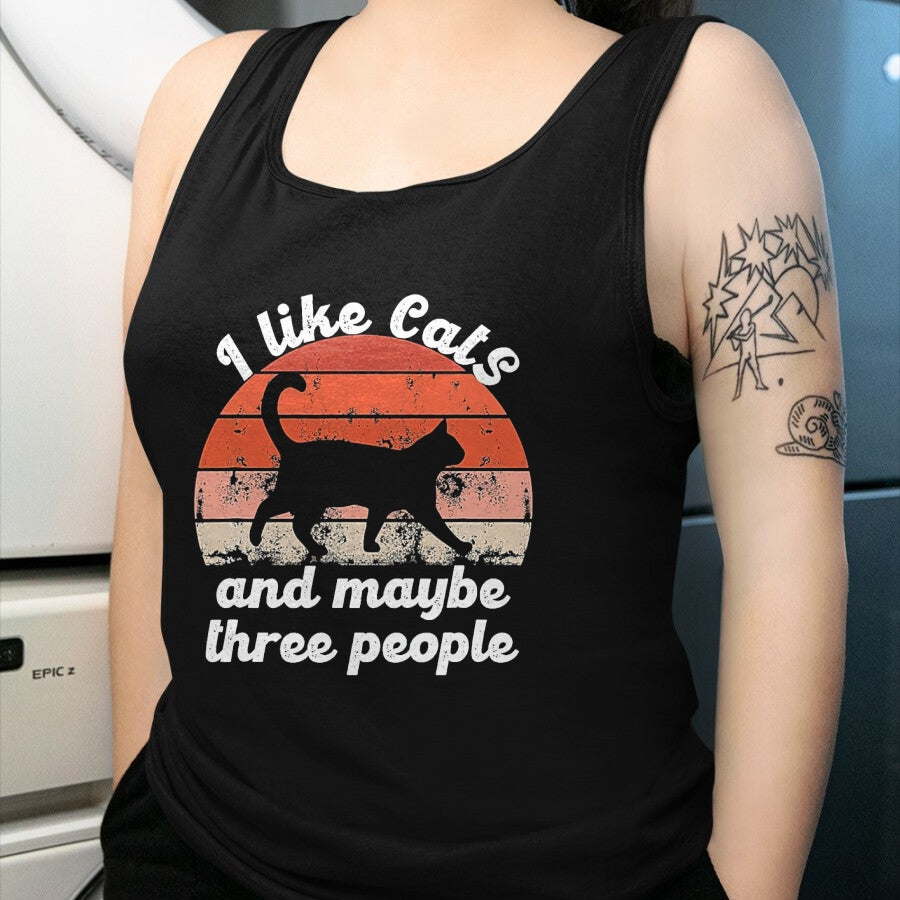 Cat Love Shirt, Funny Cat Lover Gift UnisexT-Shirt/Hoodie/Sweatshirt HLT00 - I Like Cats and Maybe 3 People T-Shirt, Men, Black, 3X-Large (1)