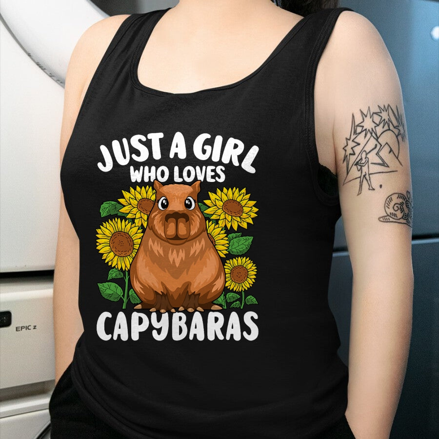 Cute Capybara Shirt, Funny Capybara Unisex T-Shirt/Hoodie/Sweatshirt HLT00 - Just A Girl Who Loves Capybaras Cute Sunflower Girls Kids T-Shirt