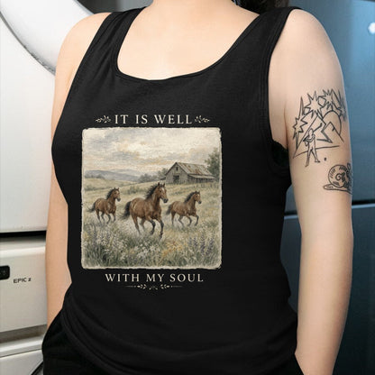 Best Horse Lover Shirt , Funny Horse UnisexT-Shirt/Hoodie/Sweatshirt HLT00 - It is Well with My Soul Horse Watercolor Christian Long Sleeve T-Shirt