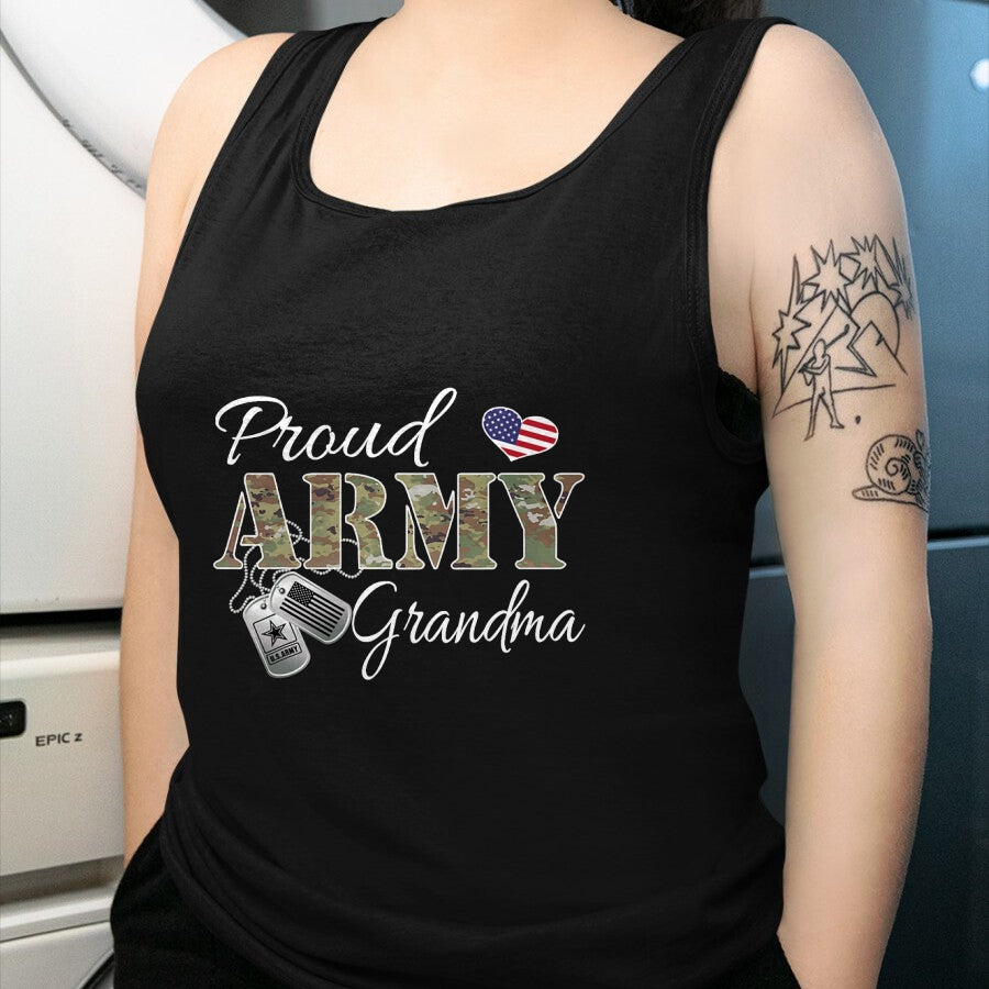 Best Grandma Shirt, Proud Grandma Unisex T-Shirt/Hoodie/Sweatshirt HLT00 - Proud Army Grandma Shirt Military Pride T-Shirt