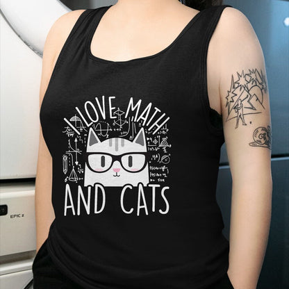 Cat Love Shirt, Funny Cat Lover Gift UnisexT-Shirt/Hoodie/Sweatshirt HLT00 - I Love Math and Cats Cute Kitty Cat Feline Lover Gift T-Shirt Small